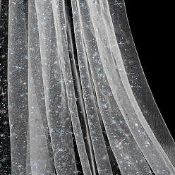 Blanc Tissu en nylon à motif d'étoiles, pour accessoires de vêtement, blanc, 1500x0.4mm, 2 m / pc