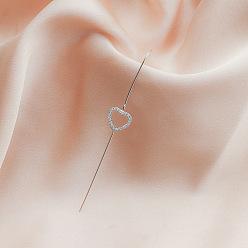 Сердце Латунные горный хрусталь серьги манжеты, платина, сердце, 8 мм