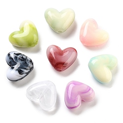 Разноцветный Имитация драгоценных камней бусы акриловые, сердце, красочный, 15x17x7 мм, отверстие : 2 мм, 439 шт / 500 г