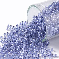 (988) Inside Color Crystal/Lilac Lined Toho runde Rocailles, japanische Rocailles, (988) Innenfarbe Kristall / Flieder ausgekleidet, 11/0, 2.2 mm, Bohrung: 0.8 mm, über 1110pcs / Flasche, 10 g / Flasche