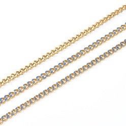 Озёрно--синий Ручной работы 304 эмалированные цепи из нержавеющей стали, золотые, с катушкой, несварные, долговечный, овальные, Плут синий, 5x4x1.5 мм, 32.8 футов (10 м) / рулон