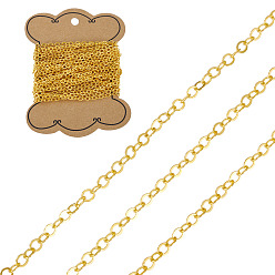 Золотой 5m латунные плоские овальные кабельные цепи, несварные, с катушкой, без кадмия, без никеля и без свинца, золотые, 3.5x3x0.5 мм