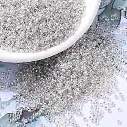 (RR1001) Silverlined Crystal AB Миюки круглые бусины рокайль, японский бисер, (rr 1001) серебрянный кристалл, 11/0, 2x1.3 мм, Отверстие: 0.8 мм, о 1100 шт / бутылка, 10 г / бутылка