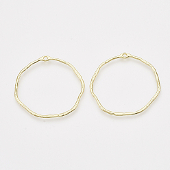 Light Gold Подвесные подвески из сплава, для diy уф смолы, эпоксидная смола, Прессованные цветочные украшения, кольцо, золотой свет, 42~42.5x43~44x1.5 мм, отверстие : 2x1.5 мм