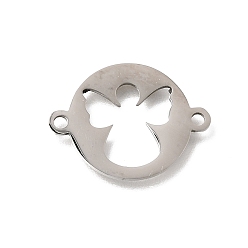 Stainless Steel Color 304 Stainless Steel Connector Charms, Flat Round with Angel Links, Stainless Steel Color, 20x15.5x1mm, Hole: 1.6mm