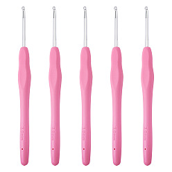 Mixed Color TPR Handle Aluminum Crochet Hook Needles, Mixed Color, 140x11.5mm, Pin: 3mm, 10pcs/set