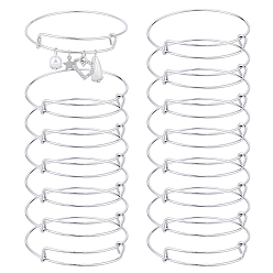 Матовый Серебристый Цвет 15 изготовление регулируемых браслетов из нержавеющей стали, расширяемые браслеты, матовый серебристый цвет, внутренний диаметр: 2-1/8~2-1/2 дюйм (5.5~6.5 см)