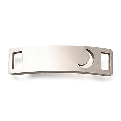 Луна 201 Изогнутые соединительные подвески из нержавеющей стали с лазерной резкой, цвет нержавеющей стали, луна, 8x30.5x1.5 мм, отверстие : 5x3 мм