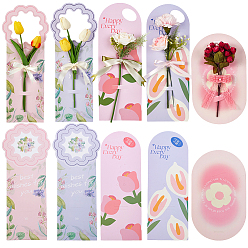 Mixed Shapes Бумажные открытки с одним цветком на День святого Валентина, diy crafts, разнообразные, 285~430x130~172x0.5 мм, отверстие : 3~48 мм, 2 шт / стиль