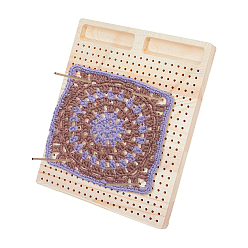 Бланшированный Миндаль Прямоугольная деревянная доска для вязания крючком, со стержнями из нержавеющей стали, бланшированный миндаль, 10~26x3~22x1.8 см, отверстие : 3.5 мм