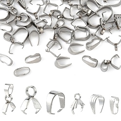 Нержавеющая Сталь Цвет 60 шт. 6 стили 304 защелкивающиеся дужки из нержавеющей стали, цвет нержавеющей стали, 8.5x3.5x4 мм, внутренний: 3x8 mm