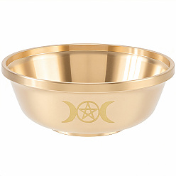 Moon Brass Offering Bowl for Altar Meditation, Round, Moon, 90x34mm