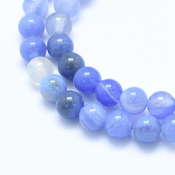 Chalcedony Natural Blue Chalcedony Beads Strands, Dyed, Round, 10mm, Hole: 1.2mm, about 38pcs/strand, 14.9 inch(38cm)