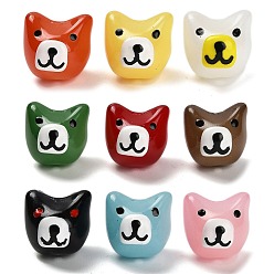 (52) Непрозрачная лаванда Выпечка окрашенные стеклянные бусины, с эмалью, собака, разноцветные, 14~14.5x14.5x14~14.5 мм, отверстие : 1.4 мм