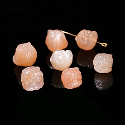 Лев Бусины из натурального персикового лунного камня, лев, 10~14 мм