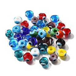 (52) Непрозрачная лаванда Ручной зло бусины глаз, плоско-круглые, разноцветные, 9~10x6 мм, отверстие : 3 мм