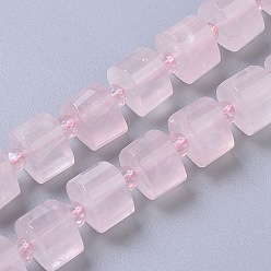 Quartz Rose Naturel a augmenté perles de quartz brins, facette, colonne, 14~15x14~15x9~11mm, Trou: 1.5mm, Environ 25~30 pcs/chapelet, 15.35 pouce (39 cm)