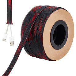Red PET Wire Expandable Braided Sleeving, Cable Protection Sleeving, Red, 1/2 inch(12mm), about 32.81 Yards(30m)/Roll