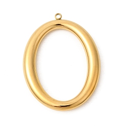 Золотой 304 подвески из нержавеющей стали, овальные амулеты, ионное покрытие (ip), золотые, 48x36x6 мм, отверстие : 2 мм