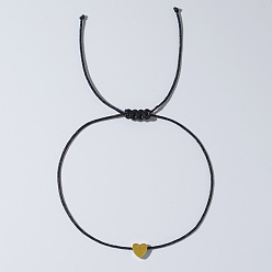 Черный Сердечки синтетические немагнитные гематитовые бусины плетеные браслеты из бусин для пары, чёрные, внутренний диаметр: 11 дюйм (28 см)