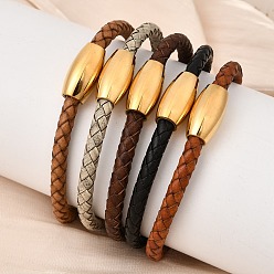 Золотой Регулируемые браслеты из искусственного шнура для женщин и мужчин, с 304 из нержавеющей стали магнитной застежкой, ионное покрытие (ip), долговечный, золотые, 8.07~8.27 дюйм (20.5~21 см)