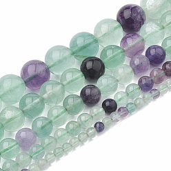 Fluorite Natural Fluorite Beads Strands, Round, 6~7mm, Hole: 1mm, about 60~67pcs/strand, 15.7 inch
