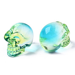 Light Green K9 Glass Display Decorations, Skull, for Halloween, Light Green, 22x18x26mm