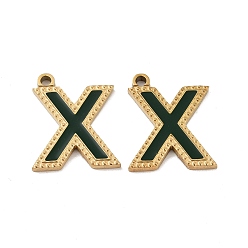 Letter X Ионное покрытие (ip) 316 подвески из нержавеющей стали, без никеля , с эмалью, буквенное очарование, реальный 18 k позолоченный, Письмо X, 17x14x2 мм, отверстие : 1.4 мм
