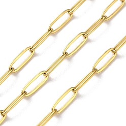 Настоящее золото 18K 304 цепи из нержавеющей стали, пайки, с катушкой, ионное покрытие (ip), реальный 18 k позолоченный, 10x3x0.5 мм, около 32.81 футов (10 м) / рулон