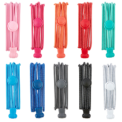 Mixed Color Polyester Latex Elastic Cord Shoelace, with Plastic Spring Cord Locks, Mixed Color, 1000x2.7mm, 10 colors, 2sets/color, 20sets/bag