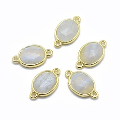 Blue Lace Agate Natural Blue Lace Agate Links connectors, with Golden Tone Brass Findings, Oval, Faceted, 17x9.5x4.5mm, Hole: 1.2mm