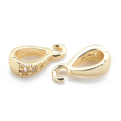 Real 18K Gold Plated Brass Micro Pave Clear Cubic Zirconia Pendants, Nickel Free, Drop, Real 18K Gold Plated, 11x6x3mm, Hole: 1.5mm