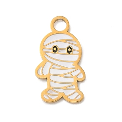 Ghost 304 эмалированные подвески из нержавеющей стали на тему Хэллоуина, золотые, призрак, 16x9x1 мм, отверстие : 2 мм