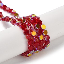 Коричневый Прозрачные стеклянные бусины гальваническим пряди, с покрытием AB цвета, граненые, плоско-круглые, коричневые, 4x4x2.5 мм, отверстие : 1.1 мм, около 145~155 шт / нитка, 20.08''~21.65'' (51~55 см)