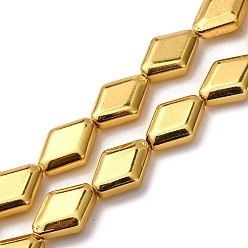 с Золотистым Покрытием Стеклянные бусины с гальваническим покрытием , ромб, с золотым покрытием, 15x10.5x5 мм, отверстие : 1 мм, около 27 шт / нитка, 15.12'' (38.4 см)