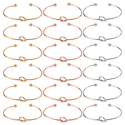 (52) Непрозрачная лаванда 18шт 3 цвета железный браслет-манжета в форме сердца для женщин, разноцветные, внутренний диаметр: 1-7/8x2-5/8 дюйм (4.7x6.6 см), 6 шт / цвет