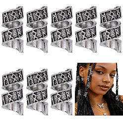 Antique Silver 10Pcs Tibetan Style Zinc Alloy Dreadlocks Braiding Beads, for Hair Styling, Antique Silver, 11x20.5mm, Hole: 8mm