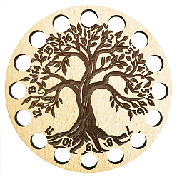 Tree of Life 16-позиционные деревянные лотки для хранения ниток для вышивания, держатель-органайзер для катушек с нитками, вырезанный лазером, древо жизни, 100x3 мм, отверстие : 10 мм