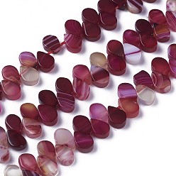 Средний Фиолетово-красный Окрашенные естественный агат бисер пряди, сверху просверленные бусы, слеза, средне фиолетовый красный, 7.5~8x5~5.5x2.5~3 мм, отверстие : 1 мм, около 112 шт / нитка, 15.3 дюйм (38.9 см)