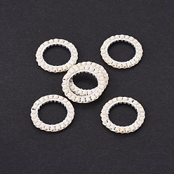 Морская Ракушка Японский бисер miyuki & toho ручной работы, с 304 кольцами из нержавеющей стали, Ткацкий станок, кольцо, серебряные, цвет морской раковины, 14.5~15x1.7 мм