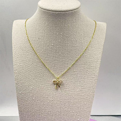 Золотой Ожерелья с подвеской в виде банта из латуни для женщин, золотые, 15.75 дюйм (40 см)