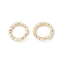 Golden Brass Twisted Open Jump Rings, Long-Lasting Plated, Cadmium Free & Lead Free, Diamond Cut Textured Round, Golden, 6x1mm, 18 Gauge, Inner Diameter: 4mm