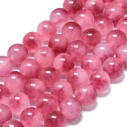 Средний Фиолетово-красный Натуральный Malaysia нефритовые бусы пряди, окрашенная и подогревом, круглые, средне фиолетовый красный, 10 мм, отверстие : 1.2 мм, около 39 шт / нитка, 14.96 дюйм (38 см)