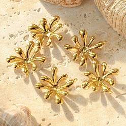 Настоящее золото 18K 304 подвески из нержавеющей стали, цветочный шарм, реальный 18 k позолоченный, 35.5x31.5x7.5 мм, отверстие : 1.8 мм