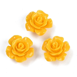 Золотистый Резные бусины из синтетического коралла, окрашенные, цветок, золотые, 12x7 мм, отверстие : 1.3 мм