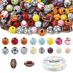 (52) Непрозрачная лаванда Наборы для самостоятельного изготовления браслетов из акриловых бусин на спортивную тематику, разноцветные, бусины: 216 шт. / набор