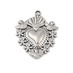 Нержавеющая Сталь Цвет 304 подвески из нержавеющей стали, очарование священного сердца, анти-тускнение, цвет нержавеющей стали, 29.5x25x3.5 мм, отверстие : 2 мм