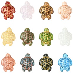 (52) Непрозрачная лаванда 12 шт 12 цвета бусины лэмпворк ручной работы, черепаха, с металлическим обрамлением, разноцветные, 18x14x8.5 мм, отверстие : 1.4 мм, 1 шт / цвет