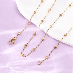 Golden 304 Stainless Steel Ball Link Chain/Satellite Chain Necklaces, Ion Plating(IP), Golden, 29.53 inch(75cm)