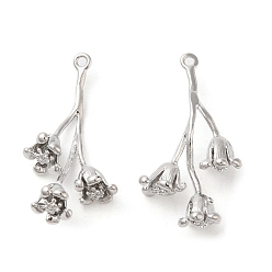 Платинированный Латунные подвески, без кадмия, без никеля и без свинца, цветочный шарм, Реальная платина, 25x14x6 мм, отверстие : 1 мм